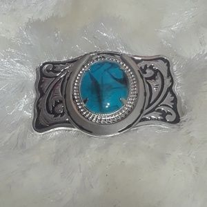 ***Silver and Turquoise Belt Buckle
